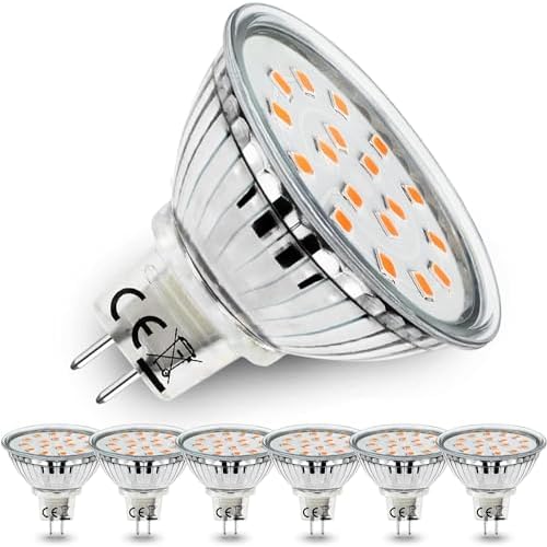 MR16 GU5.3 LED Warmweiß Lampen, 6X 5W Ersatz für 45W Halogenlampen, 450lumen LED Birne Leuchtmittel, AC DC 12V Spot