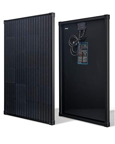 nrgGo 100 Watt Solar Panel Monocrystalline | All Black High Efficiency 100W Solar Panel 12V | Lightweight Portable Solar Panels for RV, Homes, Boat | 12V Solar Panel 100w RV Solar Panels for Homes