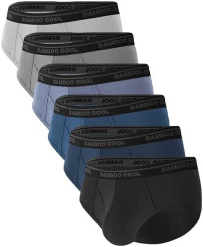 BAMBOO COOL Mens Breathable Soft Underwear Open-fly Classic Briefs, Tag-free, 6 Pack