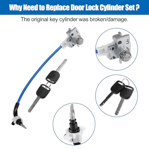 A ABSOPRO Türschlosszylinder mit Schlüsseln passend für Honda Accord 2011-2012 - 3 Stück