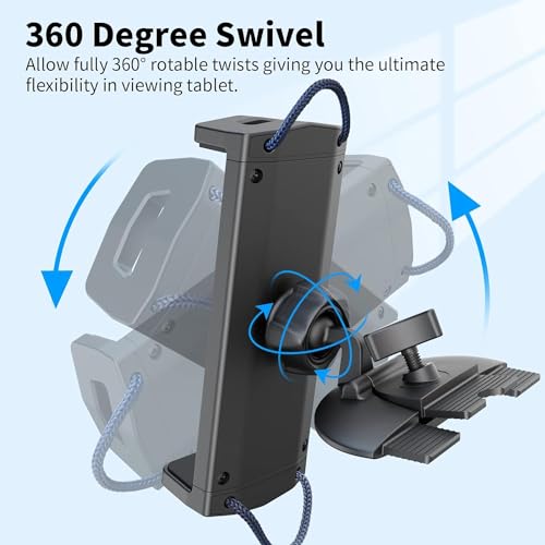 APPS2Car CD Tablet Holder 360 for 7-11 Inch Tablet Universal CD Tablet Mount Tablet Holder for Car iPad 9.7, 10.5, iPad Air Mini 2 3 4,iPhone