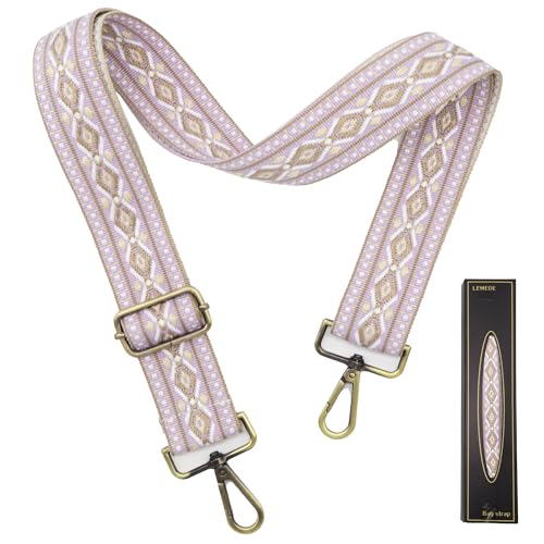 Image of LEMEDE Purse Strap Adjustable Replacement Crossbody Bag Straps Retro Jacquard Embroidery Shoulder Straps for Shoulder Bag