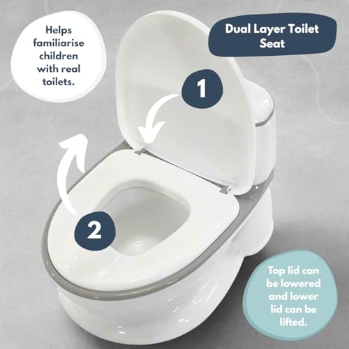 Venture Pote Pals (Grey) Interactive Potty Training Toilet - Award Winning Childrens Potty with Lights & Sounds, Removable Inner Tray, Multiple Lids, Wipe Storage & Anti-Slip Feet - Image 4