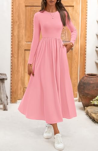 BTFBM Casual Long Sleeve Dresses Spring Dresses 2025 Wedding Guest Dress Midi Dress Flowy Bohemian Long Dress