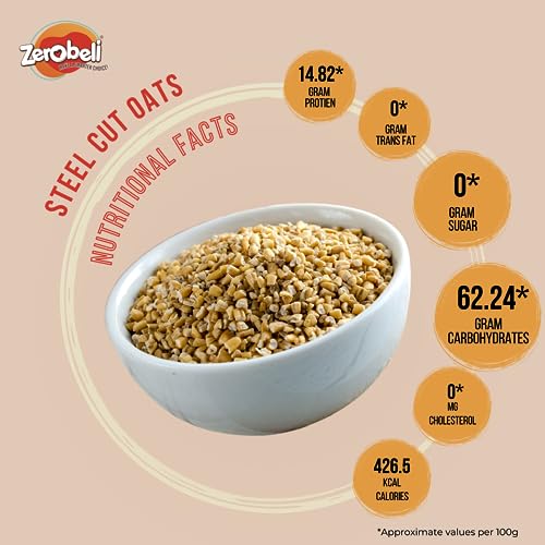 Image of Zerobeli Steel Cut Oats 2kg | 100% Wholegrain | High Protein & Fibre | Low Glycemic Index | Supports Weight Management & Gut Health | Gluten-Free