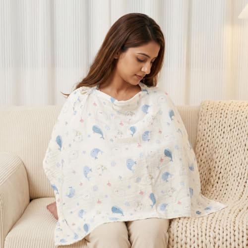 Image of Snowie Soft Muslin Nursing Cover Cotton Breathable Design
