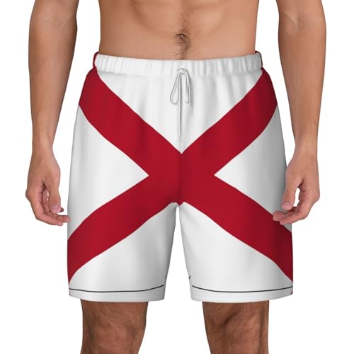 Alabama State Flagshort Swim Trunks with Waist Rope and Two Side Pockets Beach Shorts Bathing Suits for Men