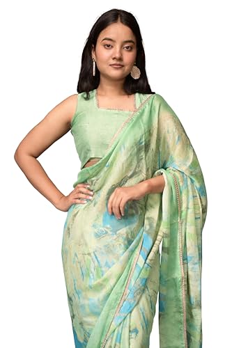 Image of MIRCHI FASHION Women Saree Floral Print Chiffon | Lightweight Festive Occasion Sari for Farewell and Functions with Unstitched Blouse Piece