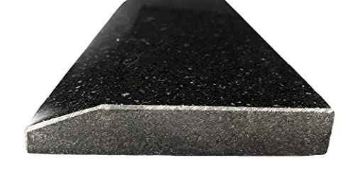 Tenedos Single Hollywood One High Beveled Absolute Black Marble Granite Threshold (Marble Saddle) Polished, Maintenance Free, Stain Resistant - (4" X 36") #TOP3