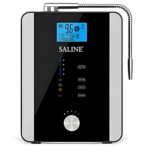 SALINE Alkaline Water Ionizer Machine with LCD Display, Multi-Plate Electrolysis System, Built-in Activated Carbon Filter