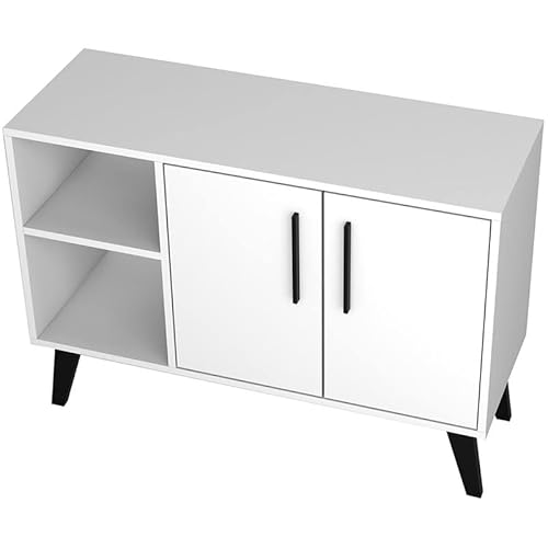 Manhattan Comfort Amsterdam Ultra Modern 4 Shelf Sideboard Cabinet, White #TOP6