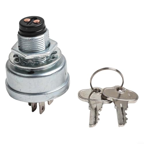 Besshepplo Interrupteur d'allumage avec clé pour tondeuse à gazon A463A tracteur 3 positions 5 bornes 2 boutons