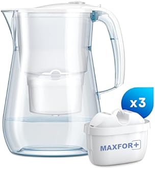 AQUAPHOR Water filter jug Onyx White incl. 3 MAXFOR+ filters I Table top 4.2l Capacity I Reduces Limescale Chlorine & Microplastics I Perfect for the family