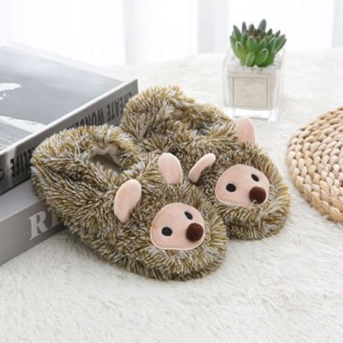 Kids Boys Girls Plush Hedgehog Slippers Cute Animal Non-Slip Fleece Slippers Fall Winter Warm Soft Cartoon Sandals2