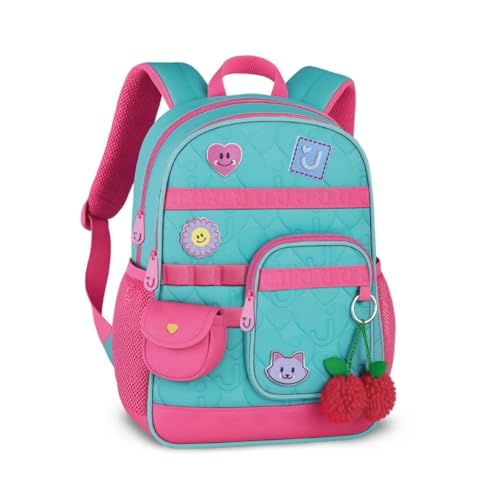 Mochila Juju Teofilo Bolsa Escolar Infantil Feminina com Chaveiro (Verde)