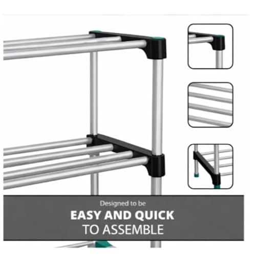 Image of PLX 4 Tier Plastic Shoe Rack for Home, Stackable Shoe Organizer Shelf Stand, Space Saving Footwear Storage Rack for Bedroom, Closet & Entryway, White
