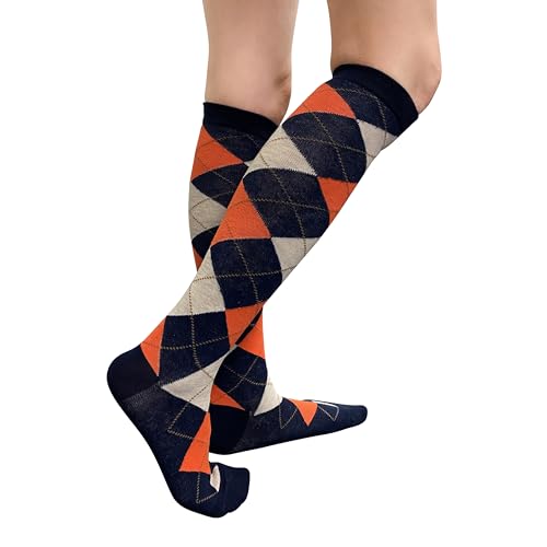 Image of Couver Women's Argyle Knee High Socks - Soft Acrylic Over the Calf Tube Style Socks for Casual Athletic - One Size