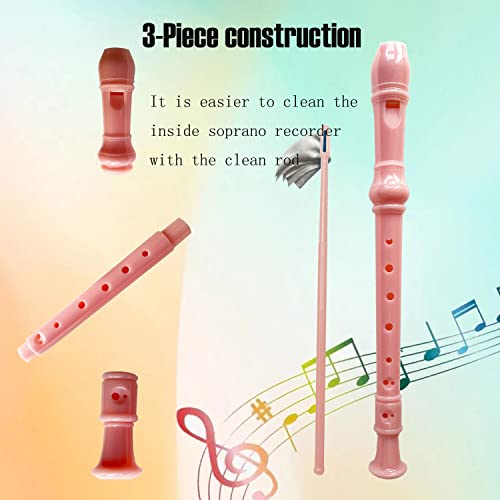 Auteey German Style 8 Hole Descant Soprano Recorder For Beginners, Kids Music Flute With Gift Case Bag And Cleaning Rod(Pink) #TOP3