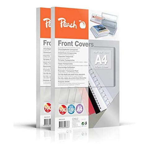 Peach PB100-06A Deckblätter, DIN A4, 0.18 mm, 200 Stück, transparent Cover