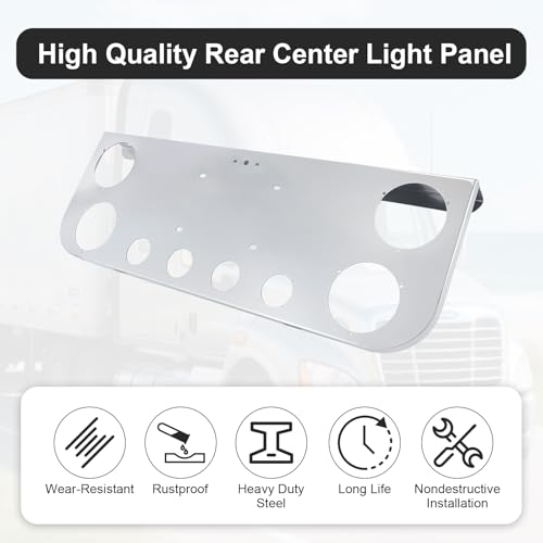 PRINIC Tail Light Panel Stainless Steel for Semi Truck with Four Large and Four Small Light Round Cutouts Rear Light Panel, Silver by PRINIC - Image 4