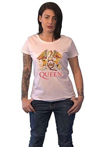 Image of Rockoff Trade Damen Queen Classic Crest T-Shirt, White (White White), Large