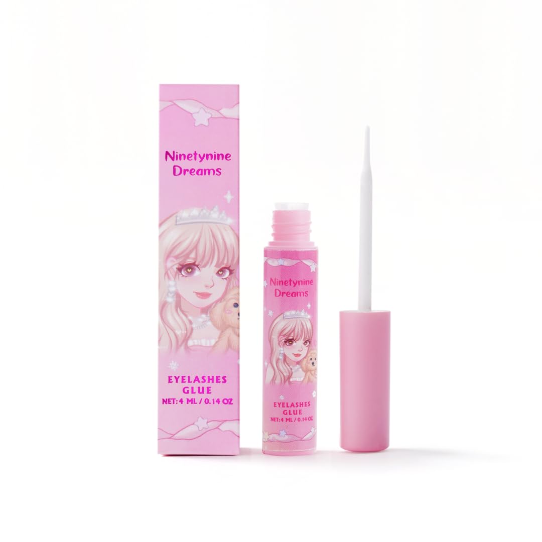 Ninetynine Dreams Daily Eyelash Glue Super Strong Hold Clear Falsies Eyelash Adhesive Latex Free Clean Formula Lashes Glue for DIY Lash Clusters and Strips 4ml 0.14oz