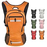 Zavothy 20L Hiking Backpack Daypack, Lightweight Hydration Pack with Free 3L Water Bladder, Rain Cover & Helmet Holder for Men & Women, Outdoor Climbing Cycling Backpack Orange