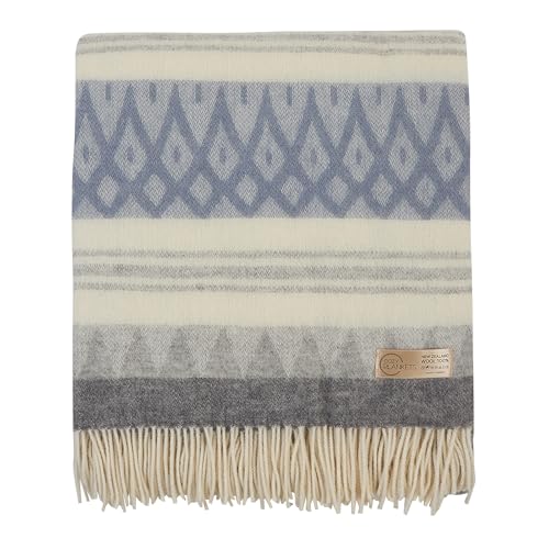 Cozy Blankets Wool Blanket | 100% Wool from New Zealand | Perfect as a Throw Blanket/Sofa Cover | Virgin Wool Blanket with Fringes in Stripes Designs (140 x 200 cm)