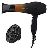 VASLON Salon Grade Professional Hair Dryer 1875W AC Motor Negative Ionic Ceramic Blow Dryer With 2 Speed and 3 Heat Settings Cold Shot Button, Diffuser and Concentrator