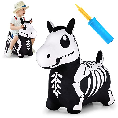 Image of iPlay, iLearn Bouncy Pals Skeleton Hopping Horse, Toddler Bouncing Animal Toys, Inflatable Plush Bounce Hopper, Kid Indoor Ride On Bouncer, Halloween Birthday Gifts 18 Months 2 3 4 5 Year Old Boy Girl