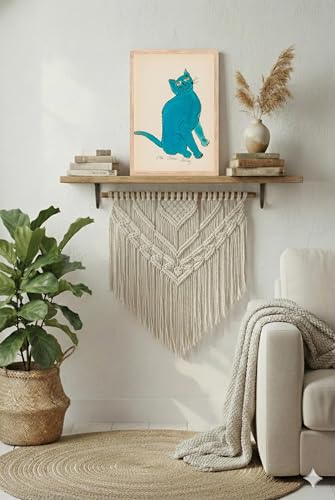 Image of BLINKART Cat Aesthetic Modern Art Walls With Frame | Natural Wood Texture | Living Room Bedroom Office Wall Decoration | Poster Home Decor Frames Wall Bedroom | 12x8 Inches (D443)