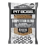 Pit Boss 100% All Natural BBQ Hardwood Pellets for Cooking, Grilling, and Smoking | 15 lbs. Wood Pellets for Pellet Grills and BBQ Smokers | Competition Blend