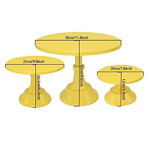 3-Set Cake Stand Set, Metal Cupcake Dessert Holder Party Serving Tray For Baby Shower Wedding Birthday Parties Celebration,Yellow #TOP1