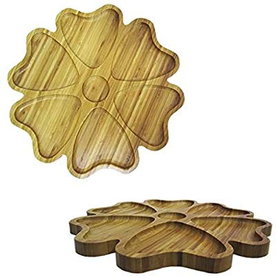 Petisqueira de Bambu Redonda Modelo Trevo c/ 7 Divisórias 31 cm de Ø Ref. TRC8072 - Top Rio