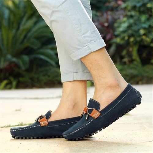 Mens Suede Driving Loafers Slip On Round Toe Comfortable Flexible Classic Casual Shoes Lightweight Breathable3
