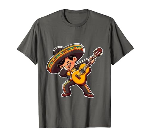 Bambini Cinco de Mayo Messicano Mariachi Boy Dabbing con chitarra Maglietta