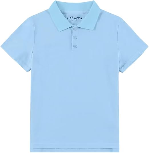 Kid Nation Boys Polo Shirts Kids School Uniform Shirts Short Sleeve Girls Collared Shirts 4-12 Years