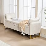 Storage Bench for Bedroom, 65 Inch End of Bed Storage Bench Beige - Image 6