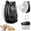 3 in 1 Cat Steam Brush for Shedding, Pet Steam brush for Dog & Cat Shedding & Grooming, for Long & Short Haired Pets, Spritz Defur Comb (black)