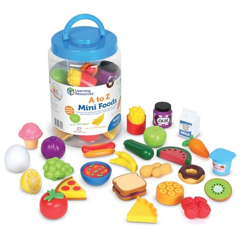 Learning Resources A to Z Mini Alphabet Foods Play Kitchen Pretend Play Preschool Toys EYFS Resources Ages 3 4 5+