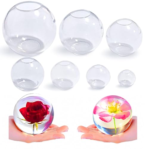 Loyohep epoxy Resin molds 4 3 2.5 2 1.7 1.3 0.9 Clear Sphere Molds Silicone Large 3D Seamless Sphere Silicone Resin Molds for Resin Casting Round Ball Orbs Epoxy Resin Molds for Jewelry