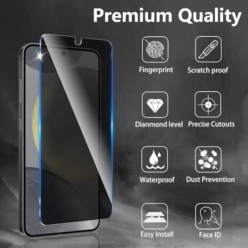LZAYN 2 Pack Privacy Screen Protector Designed for Samsung Galaxy S24 / S25,Full Coverage Anti-Spy Tempered Glass Film,9H Hardness,Anti-Fingerprint,Bubble Free,Easy to Install by LZAYN - Used condition - Image 3