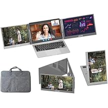 15.6 Inch Triple Monitor for Laptop, 1080P USB-C Portable Screen Extender w/Adjustable Stand for 11"-16" LaptopMac, Windows, Android