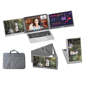 Monitor triple de 15.6 pulgadas para laptop, extensor de pantalla portátil USB-C 1080P con soporte ajustable para laptop de 11 a 16 pulgadas (Mac, Windows, Android)