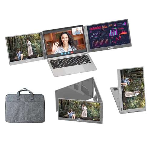 Image of 15.6 Inch Triple Monitor for Laptop, 1080P USB-C Portable Screen Extender w /Adjustable Stand for 11 inch-16 inch Laptop(Mac, Windows, Android)