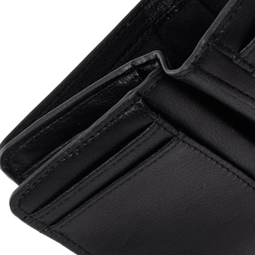 Women's Black Leather Wallet, Gold Logo Clasp, Multiple Card Slots, Stylish4