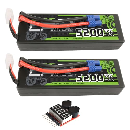 OVONIC 5200mAh 50C 7.4V 2S Lipo Battery with EC3 (2pcs)