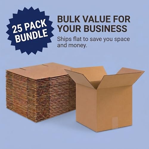 Image of BOX USA Cube Shipping Boxes 12 inchL x 12 inchW x 12 inchH (25-Pack) - Small Corrugated Cardboard Packaging Boxes for Shipping, Packing, Moving, and Storage at Home, Office, or Business