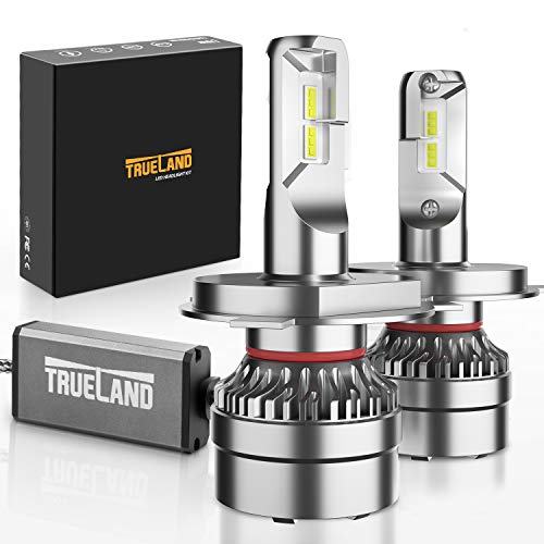 Trueland H4 9003 LED Headlight Bulbs Conversion Kit Upgraded Canbus Decoder Anti-Flickering Top CSP 10000LM 70W 6000K Brighter HB2 High Low Beam Bulbs
