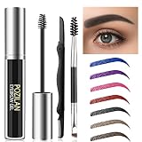 POZILAN Black Eyebrow Gel Waterproof with Eyebrow Brush - 0.211 Fl Oz Colored Brow Gel Black Eyebrow